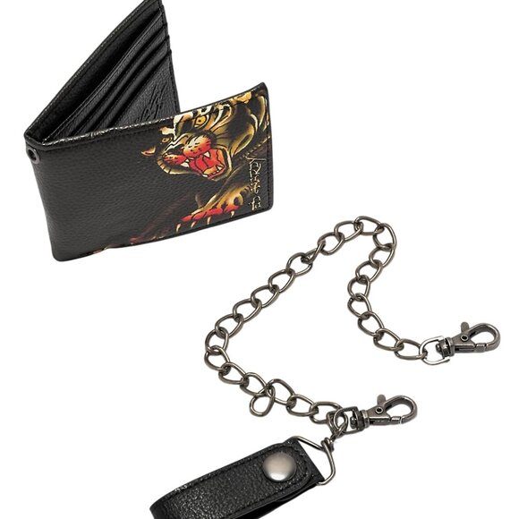 Ed Hardy Panther Chain Bifold Wallet - EH-WA16027AQ (BLACK) - Picture 4 of 5
